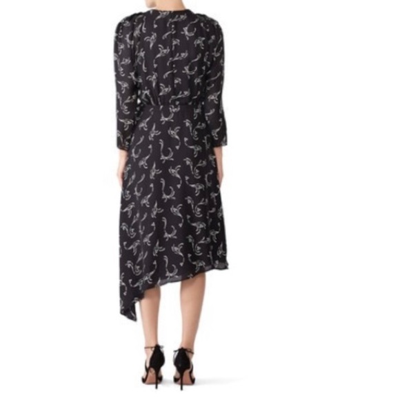 Joie Acantha Caviar Black Silk Wrap Midi Dress Size Medium – Floral Print - Picture 3 of 5